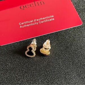 Gold and Black Women's Earrings